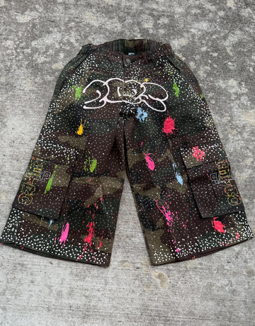 Splattered Camo Jorts